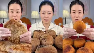 중국먹방-타로 흑임자 모찌튀김/Fried Taro Black Sesame Mochi#먹방asmr#mukbang#asmr 