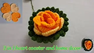 Crochet 2 in 1 Heart Coaster and Home Decor | Valentines Crochet Ideas | Coaster | Club Crafteria