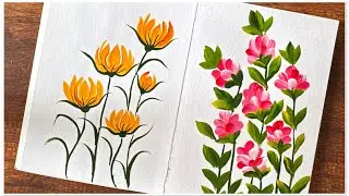 Beautiful easy two flower art with Acrylic paint ||Beautiful flower 🌷 