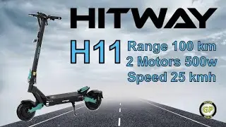 Электросамокат HITWAY H11, 2 двигателя по 500 Вт, запас хода 100 км, 52 В 23,4 Ач - Тест