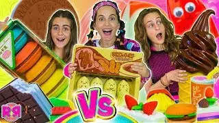 MATERIAL ESCOLAR vs REAL FOOD! 🍭 Haul &uacute;tiles escolares KAWAII Vs Comida Real ✏️ Karina y Marina 💕