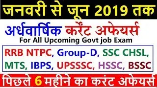 Last 6 month top current affairs 2019 | current affairs 2019 | railway ntpc, group d, ssc mts, hssc