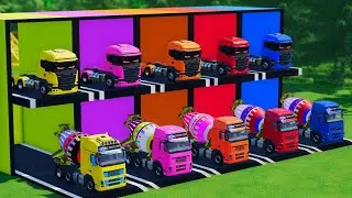 TRANSPORTING BUS, POLICE CARS, DUMP TRUCK, BOX TRUCK, FIRE TRUCK WITH SCANIA TRUCK - FS22 #26