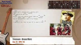 🎸 Treasure - Bruno Mars Guitar Backing Track with chords and lyrics