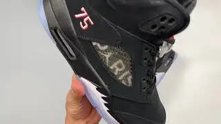 Air Jordan 5 PSG Black White Challenge Red