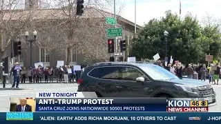 Protesters turned up at the clock tower in Santa Cruz Tuesday