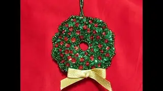 Beaded and sequined wreath ornament tutorial