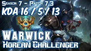WARWICK KOREAN CHALLENGER vs ELISE Jungle - Patch 7.3 Flex Rank