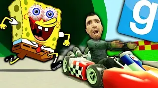 KILLER SPONGEBOB ESCAPE?! | Gmod MARIO KART vs SPONGEBOB