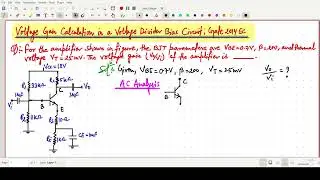Voltage Gain Calculation in a Voltage Divider Bias Circuit: Gate 2014 EC