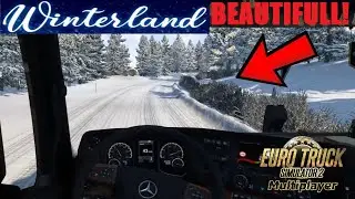 DYNAMIC DRIVING THROUGH BEAUTIFULL SNOWY EXPERIENCE IN WINTERLAND! - Euro Truck Sim 2 Multiplayer