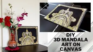DIY 3D Mandala Art On Canvas Using Cone / Using Homemade 3D Outliner | 3D Mandala Art step by step