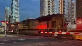RARE! CP stack train and double UP SD70ACE units entering Calgary downtown.