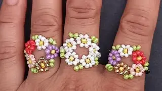 Diy daisy flower ring :seed bead ring for beginners