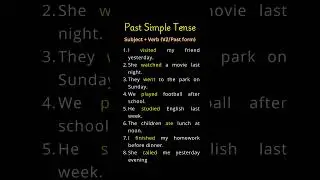 8 Past Simple Tense Sentences #pastsimpletense #usa#shorts
