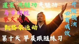 道家洗髓功 夹腿功 凯格尔 举火烧天 垫脚提肛 马步站桩 揉腹点穴 第十天 早上锻炼 跟随练习 坚持不懈 必有成效