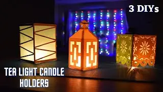DIY Tea light candle holders & Paper Lantern | Popsicle stick Tea light holder | Diwali decor
