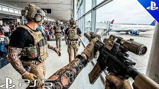 Russos Invadem Aeroporto e Deixam Rastro de Catástrofe | Call of Duty realista em 4K para PS5