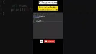 C Programming| For Checking a number is even or odd | #cprogramming  #programming  #coding  #shorts