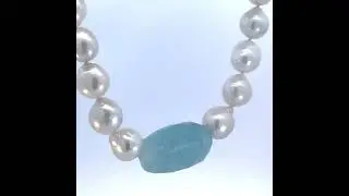 Collier  Aquamarin Edelstein Edison Zuchtperlen Silber925 Verschluss