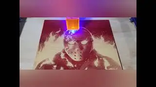 Jason Voorhees  engraved on a 11x14 canvas using The Ortur Laser Master 2 Pro(Without using Black)🤫👍