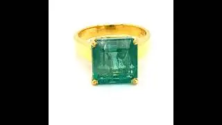 GIA Emerald 10.17ct Solid 18K Yellow Gold Ring