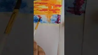 Sunset scenery watercolor painting. #art #painting #artist #shorts #diy  #sunset #scenery #artideas