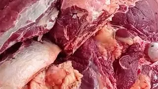 Great Beef Cutting Competition At Local Beef Market.Non-Stop Beef Cutting Skills By Expert Butcher
