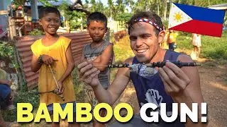 FILIPINO KIDS and UNIQUE BAMBOO GUNS! (Barangay Games Philippines)
