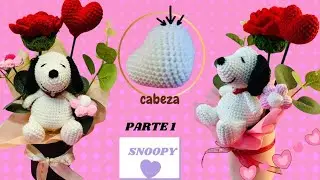Snoopy tejidos a crochet 💐ramo🐶parte 1🐶cabeza de Snoopy 🐶 @Marluc Art Crochet #floresacrochet