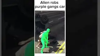 alien steals undercover purple gang car #purplegang  #greengang
