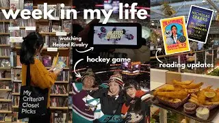 a vlog | reading updates, watching Heated Rivalry, going to the movies, & hockey game! 