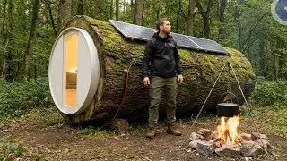 Building a house in the forest ASMR This.              man built a mini house inside a tree trunk by