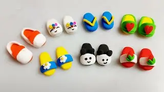 DIY How to Make Miniature Polymer Clay Glitter Shoes, Sandals, High Heels Set | Miniature Clay