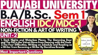BA Sem 1 IDC MDC English | Non Fiction and the Art of Writing | Dark Nights And Waterles Places