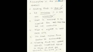 Assumptions in air standard cycle analysis (thermodynamics)