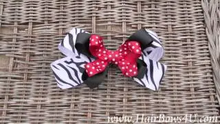 Black Zebra Red Polka Dots Hair Bow - video demo