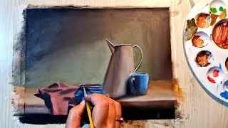 How to easily paint still life / Tutorial for Biggners  / Paint with oil paint