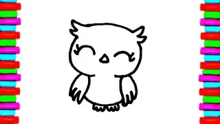 How to Draw an Owl // Drawing and Coloring an Owl // Easy Drawing for Kids 