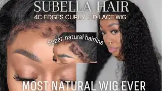 First Time EVER Trying Curly 4c Edges Hd Lace Wig ft Subella Hair| A NEW FAVE LOOK 👀 #wiginstall