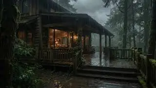 Gentle Rain Sounds at a Forest Cabin 🌧 Dark Bedroom Atmosphere for Deep Sleep