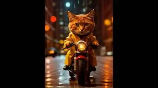 Join This Dapper Cat's Solo Night Ride on a Powerful Bike in the City