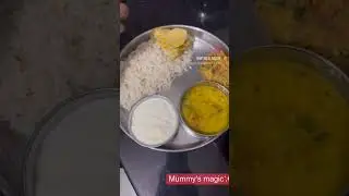 Today's lunch 👉 Rice, dal, chokha(bihar' famous), curd, mango pickle, salad and rice & potato chips😋