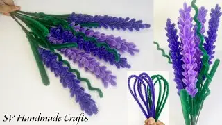 DIY beautiful lavender flowers with pipe cleaners \ Chenille stems | Home Decoration | craft