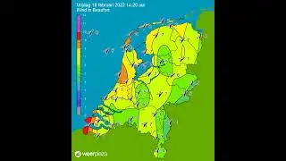 Zware storm 18 Februari 2022 - Weerplaza Beaufort windkaart.
