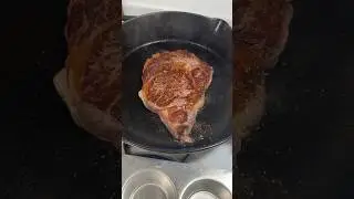 Cooking a ribeye steak in a cast-iron skillet #cooking #steak #recipes