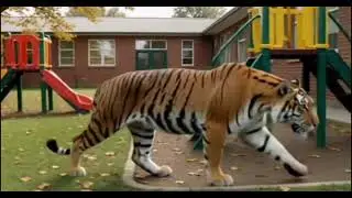 TIGER SPOTTED IN SCHOOL PLAYGROUND 