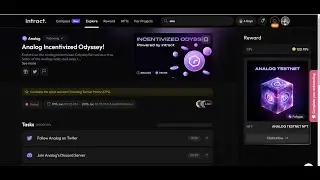 Analog Testnet Analog Incentivized Odyssey Intract Quests Claim NFT Do it now