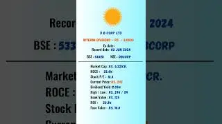 D B CORP LTD | Ex-Date: 03-06-2024 | #dividend #stockmarket #shots #nifty #dividend #daily #nse