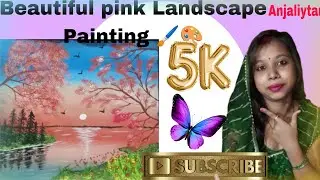 BEAUTIFUL Pink Lake Landscape Painting!! Painting With Acrylic Colour!! @Anjali12shiv 